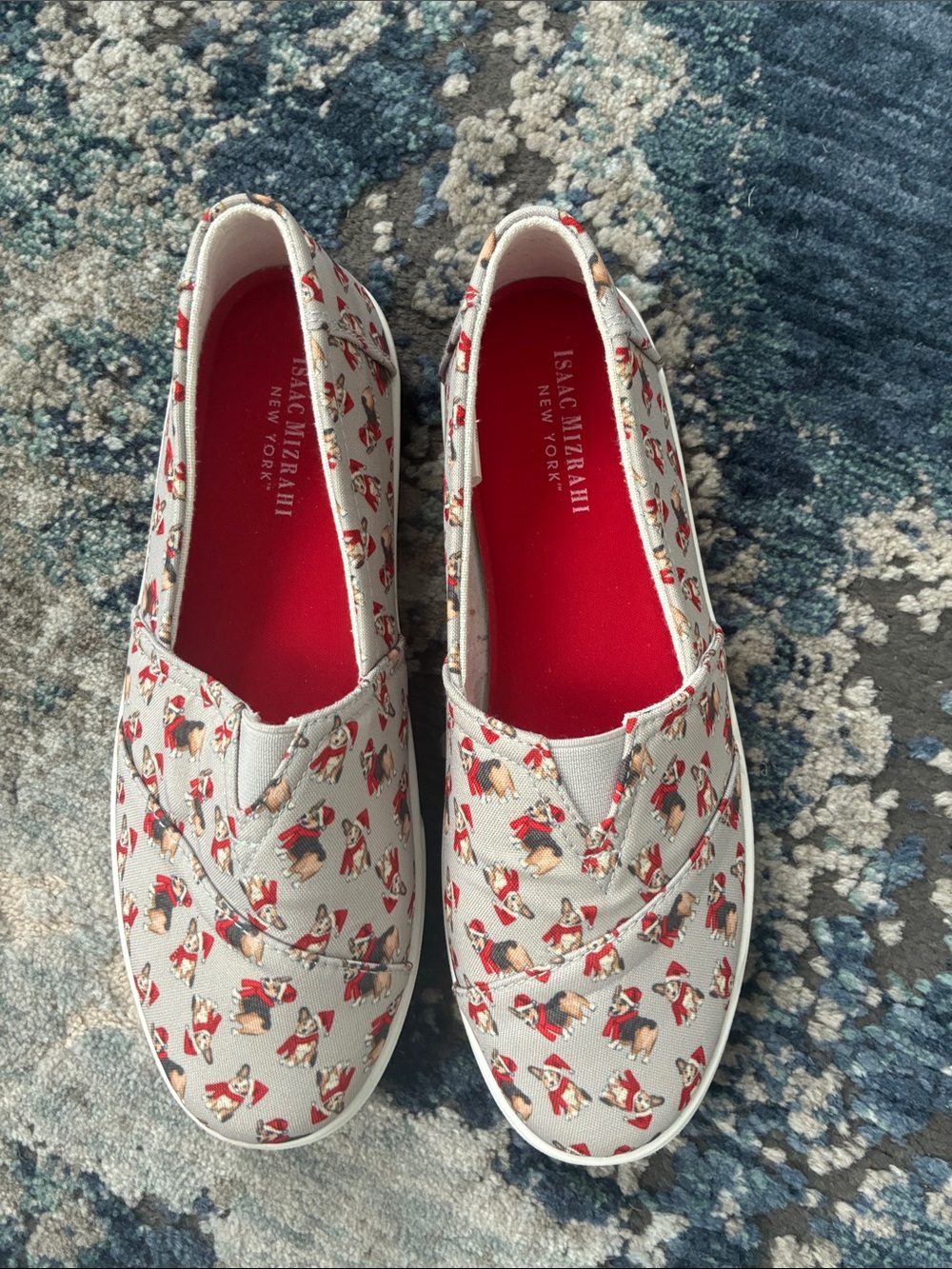 Isaac Mizrahi Women's Cream Slip-On Sneakers with Red Accent Print